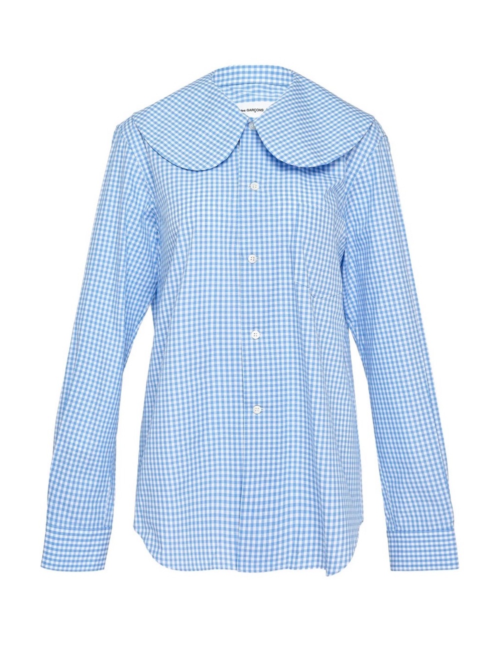 Comme des Garcons Girl Blue Gingham Button-Front Blouse with Peter Pan Collar